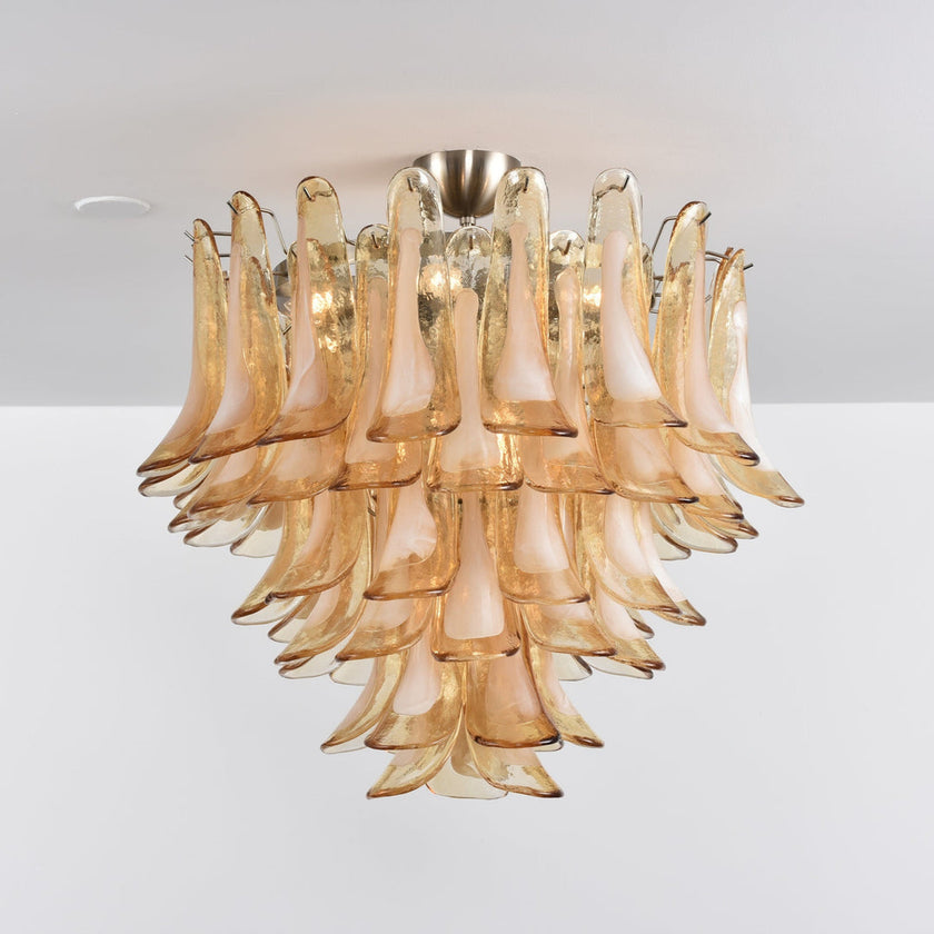 Amber Petal Glass Ceiling Lamp