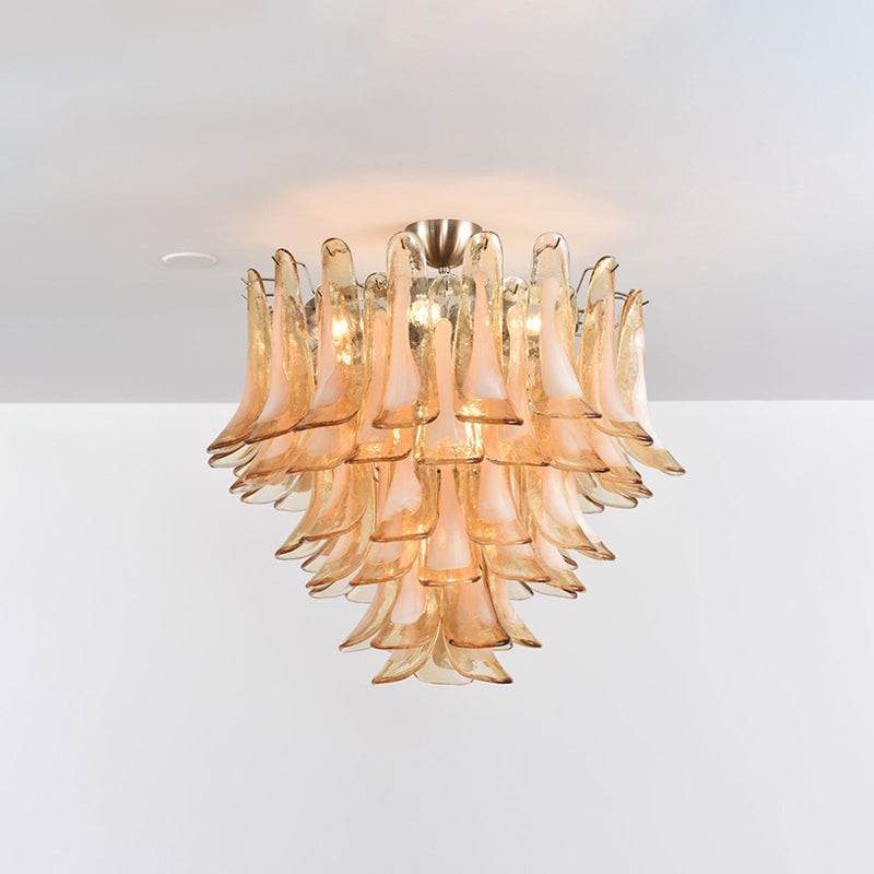 Amber Petal Glass Ceiling Lamp