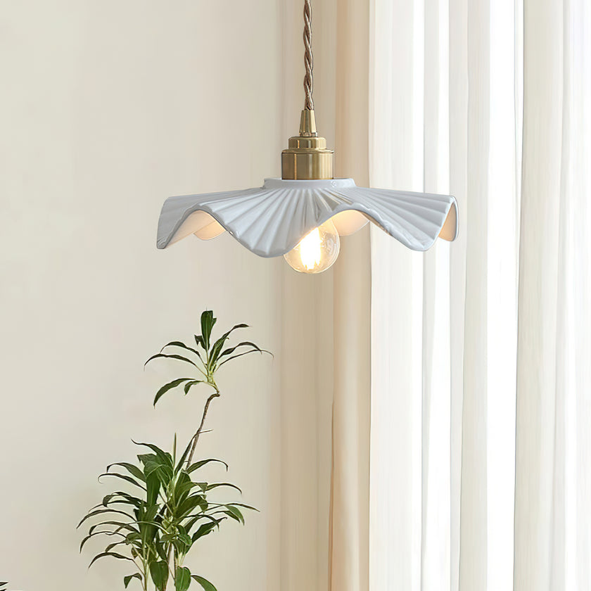 Ceramic Wave Flower Pendant Lamp