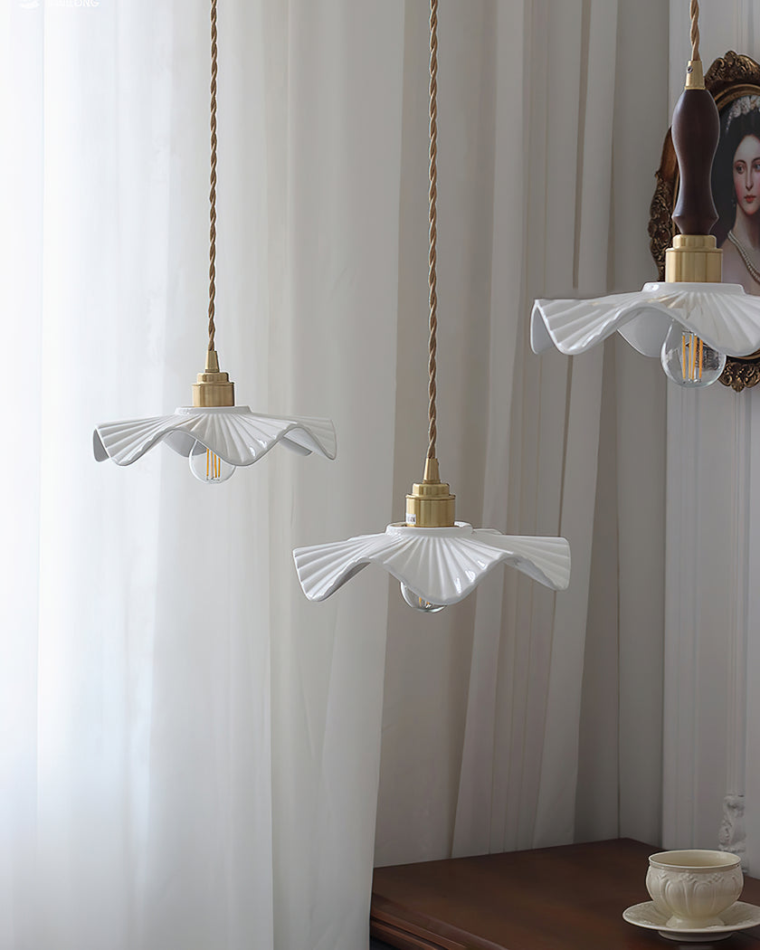 Ceramic Wave Flower Pendant Lamp