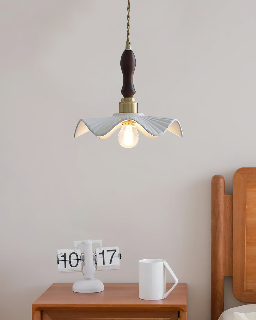 Ceramic Wave Flower Pendant Lamp