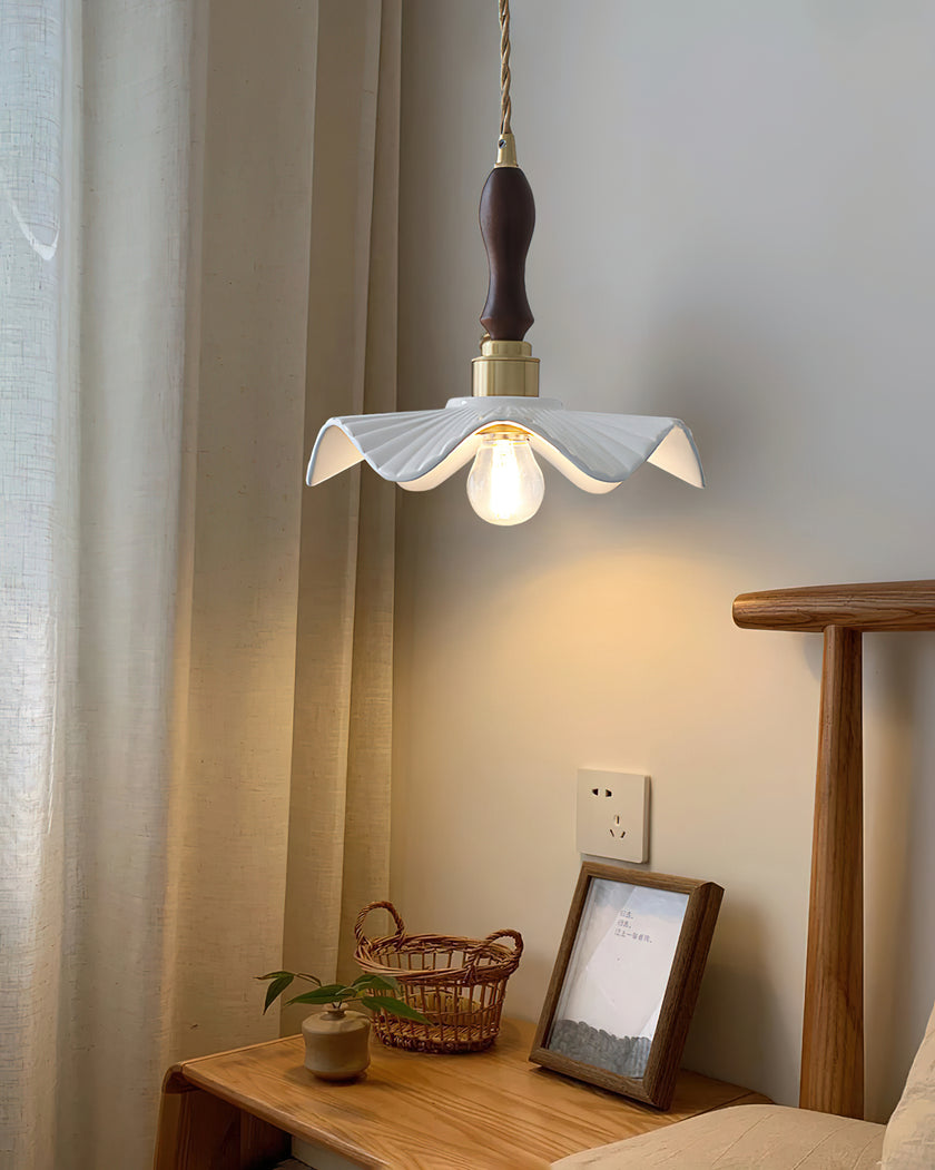 Ceramic Wave Flower Pendant Lamp