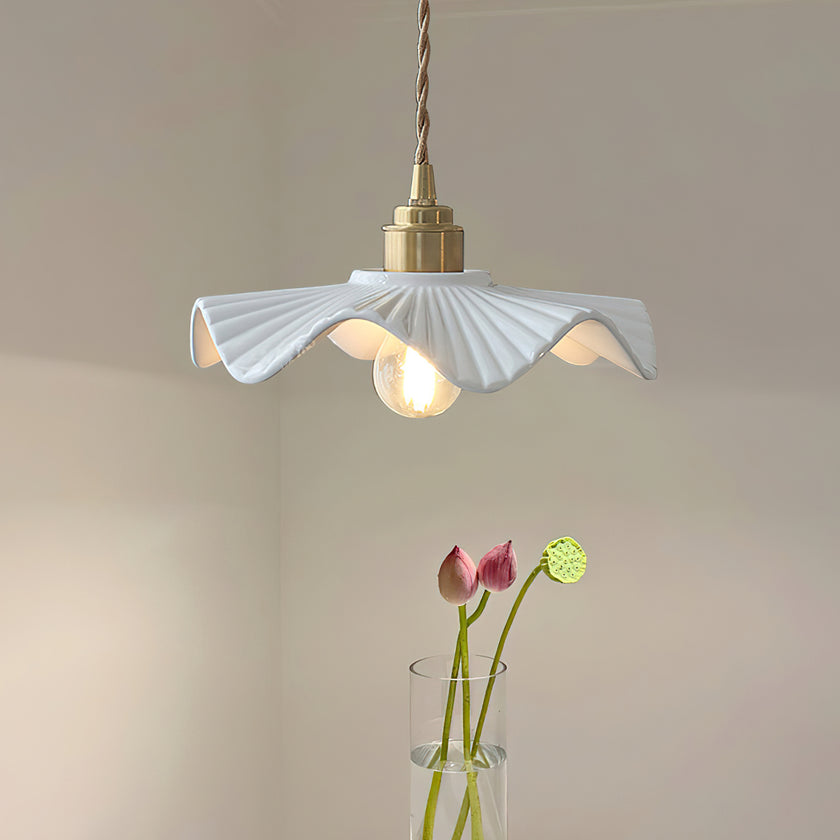 Ceramic Wave Flower Pendant Lamp