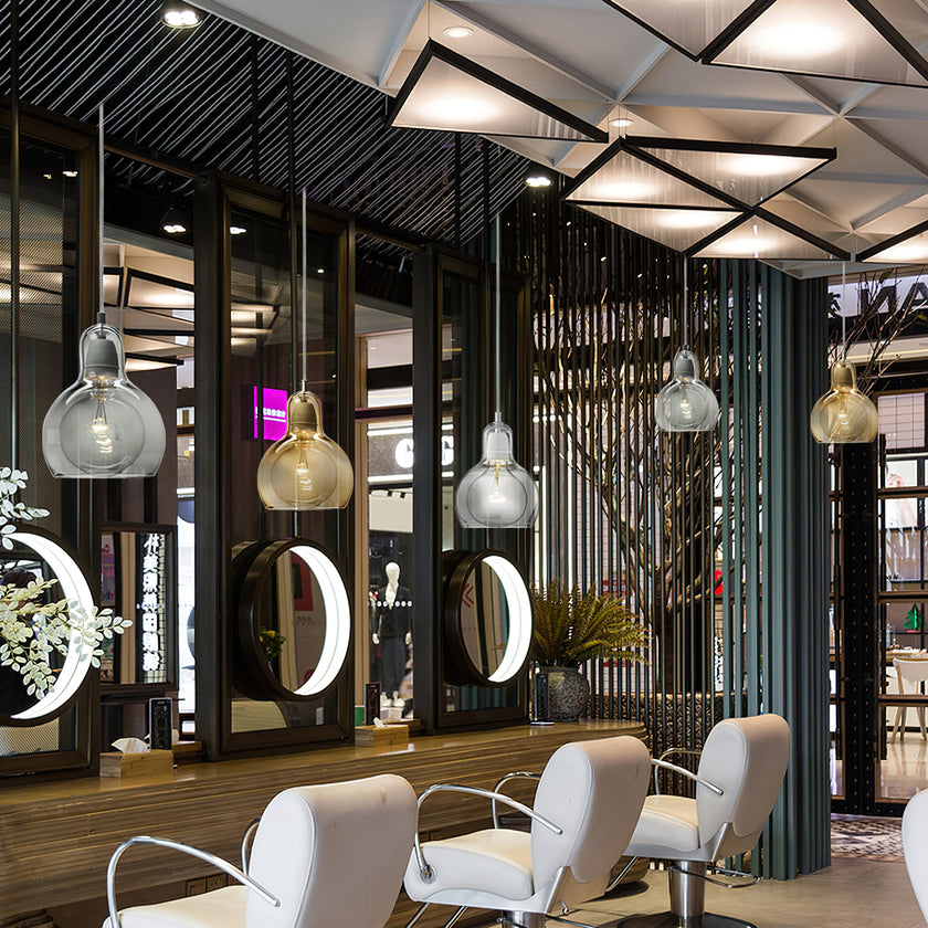 مصباح قلادة القرع الزجاجي