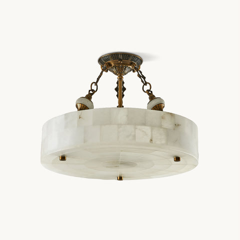 Grid Round Alabaster Ceiling Light