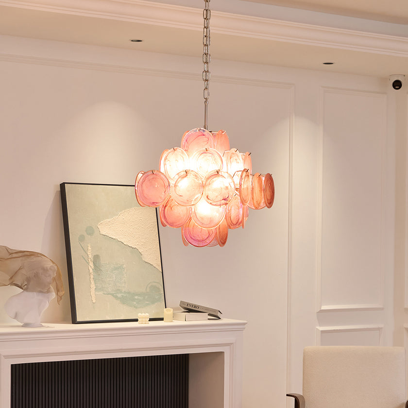 Murano Pink Disc Chandelier