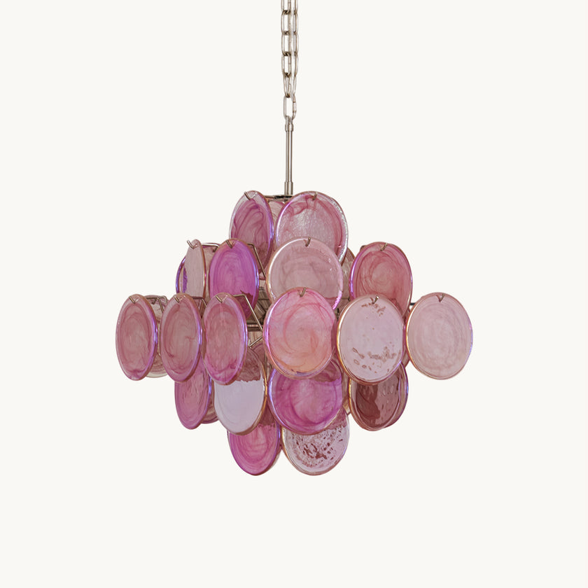 Murano Pink Disc Chandelier