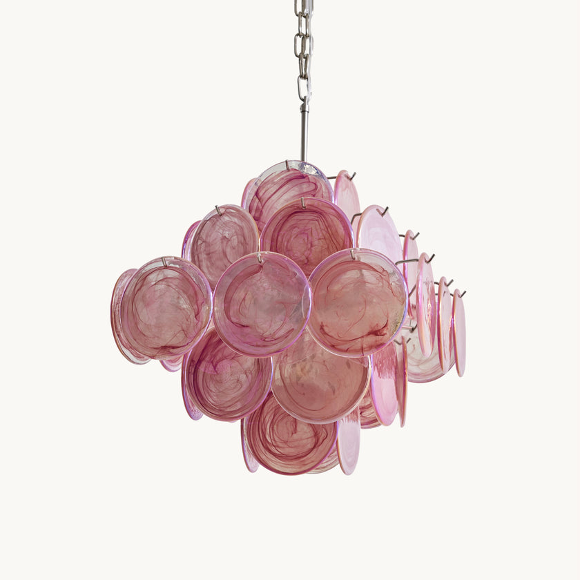 Murano Pink Disc Chandelier