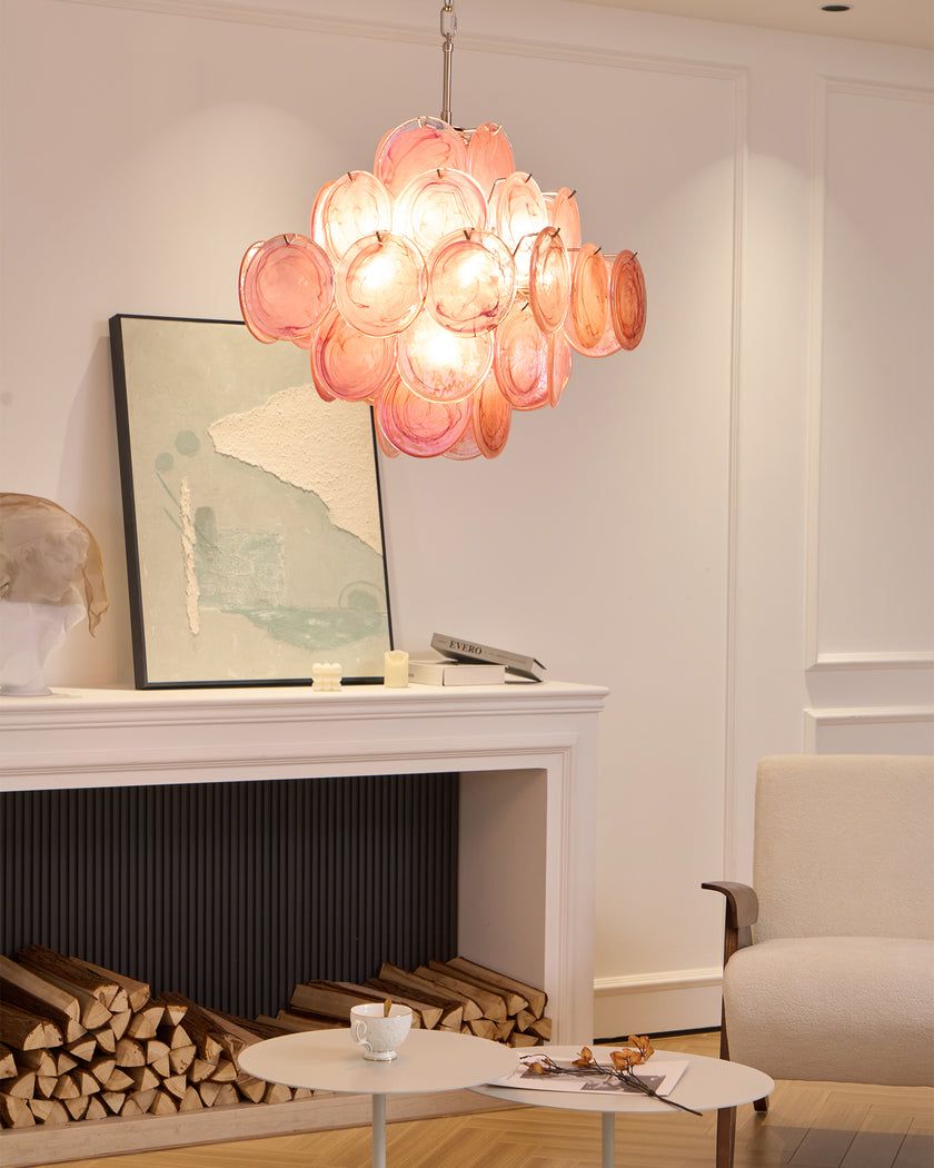 Murano Pink Disc Chandelier