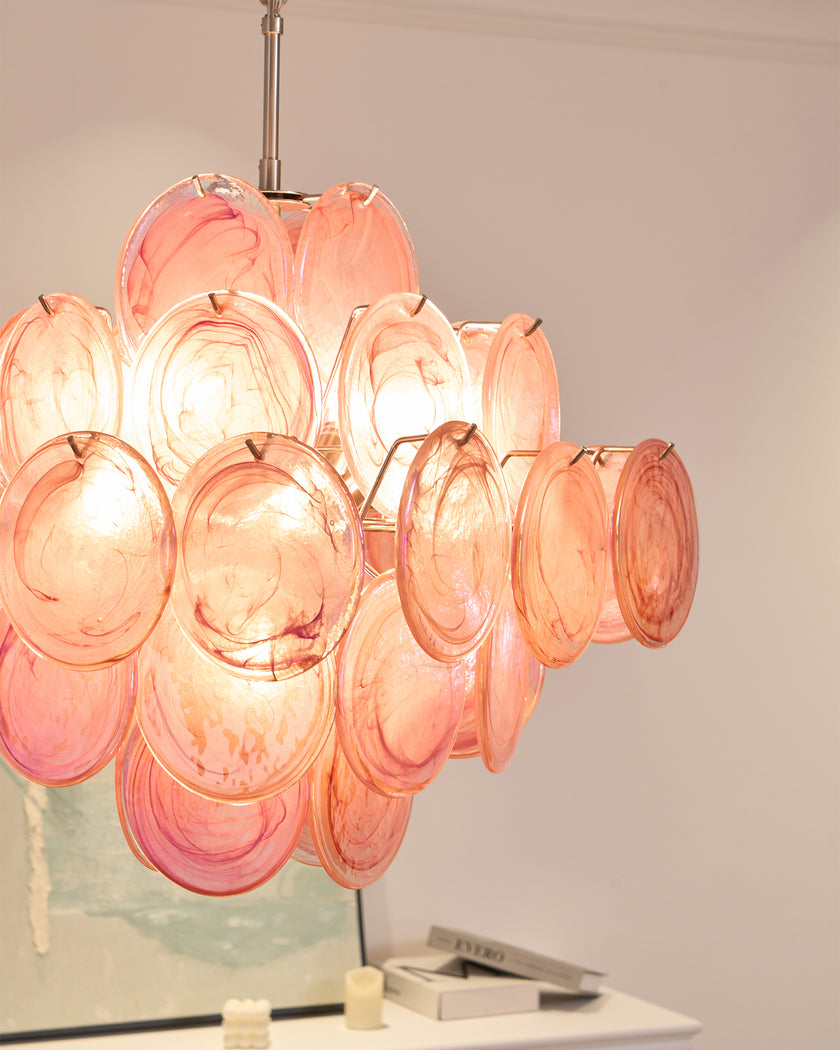 Murano Pink Disc Chandelier