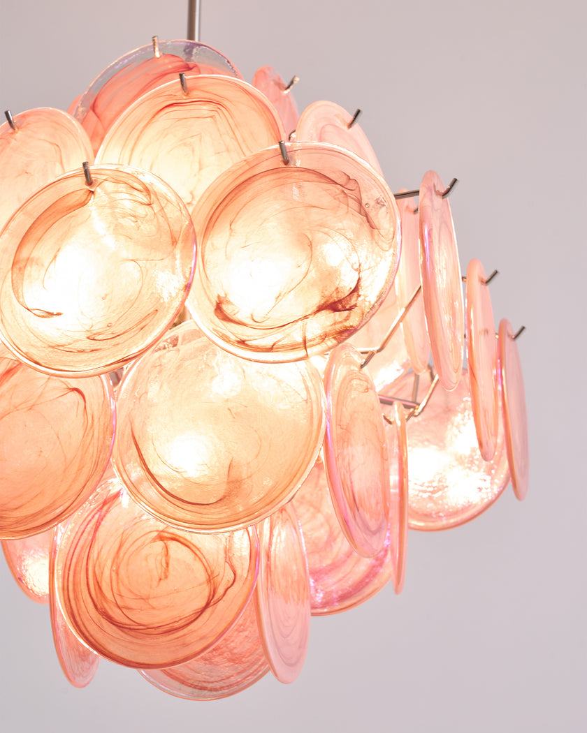 Murano Pink Disc Chandelier