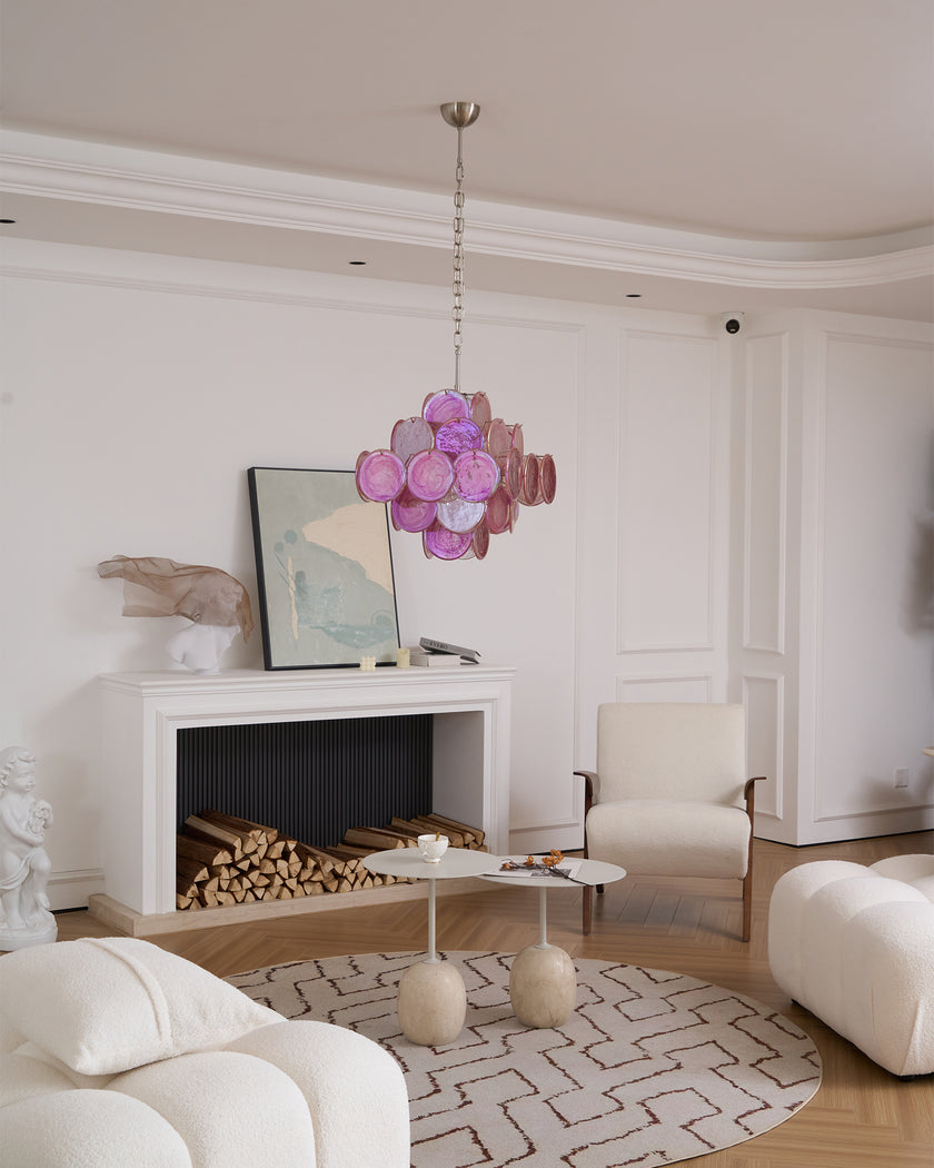 Murano Pink Disc Chandelier