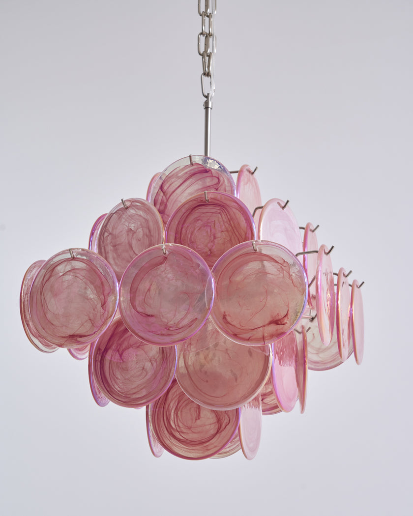 Murano Pink Disc Chandelier