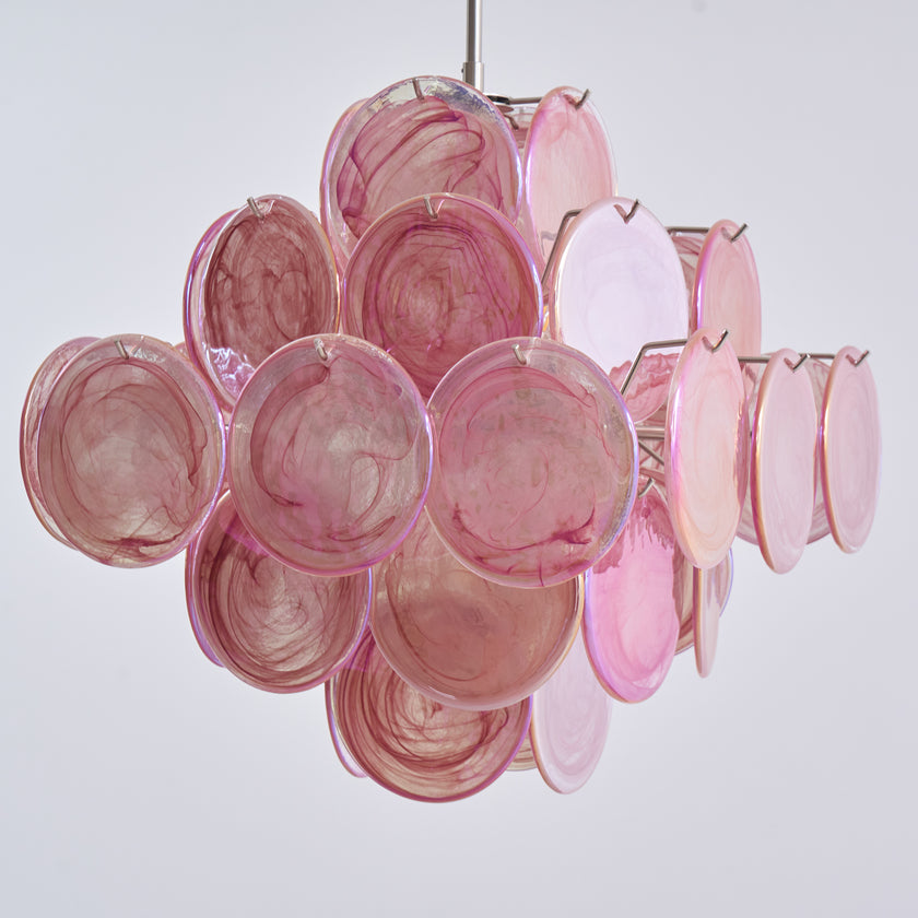 Murano Pink Disc Chandelier