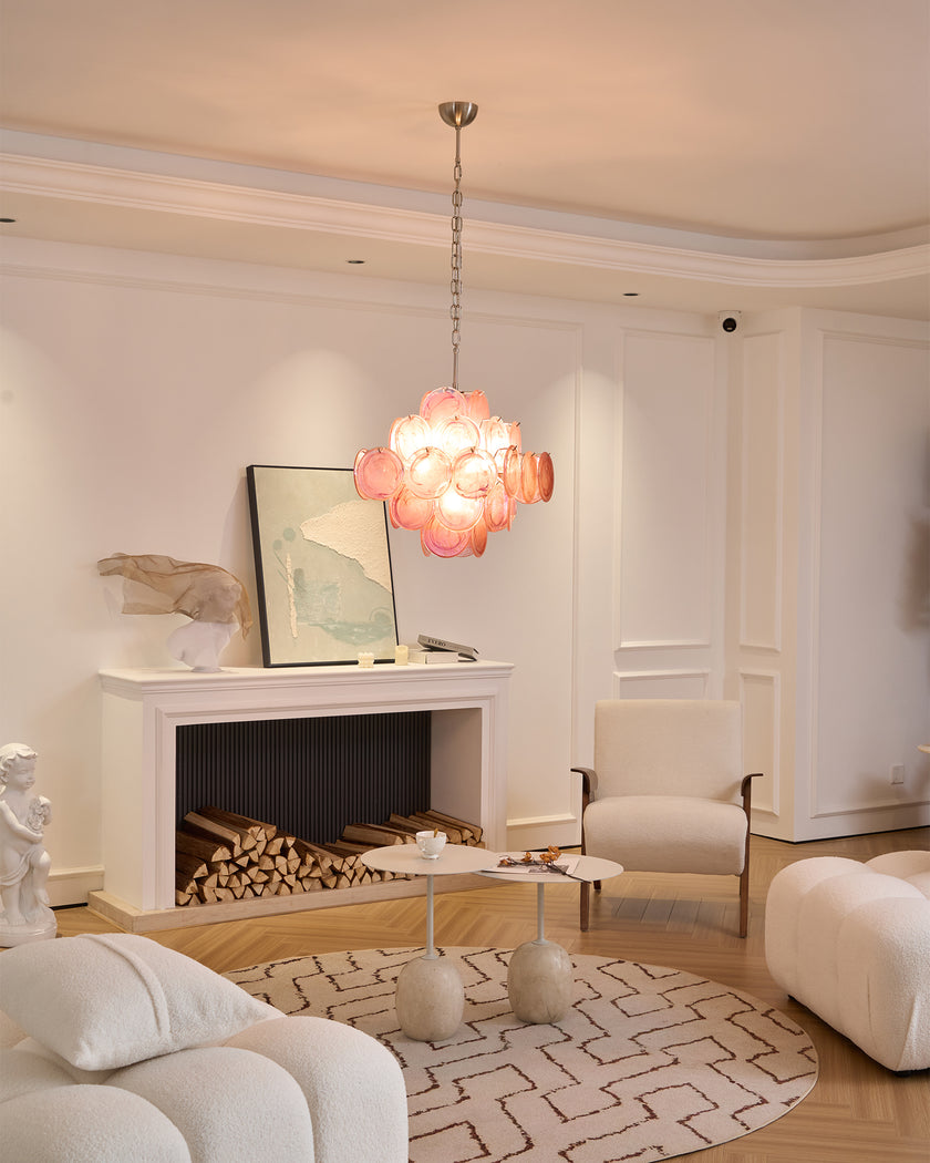 Murano Pink Disc Chandelier