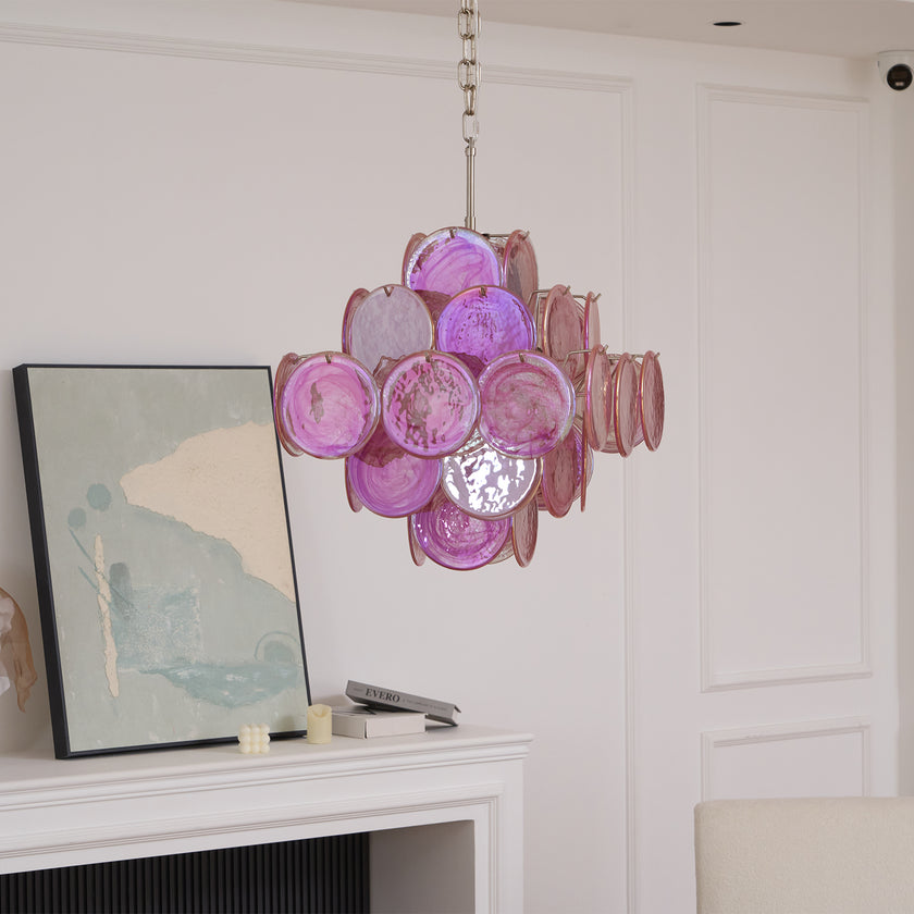Murano Pink Disc Chandelier