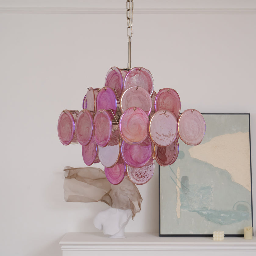 Murano Pink Disc Chandelier