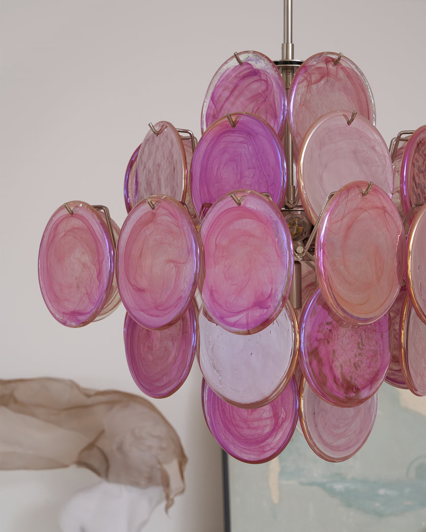 Murano Pink Disc Chandelier