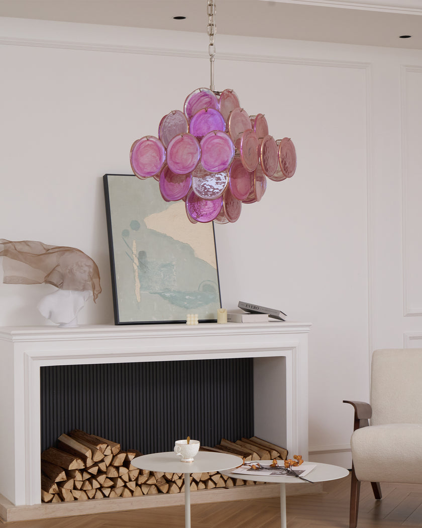Murano Pink Disc Chandelier