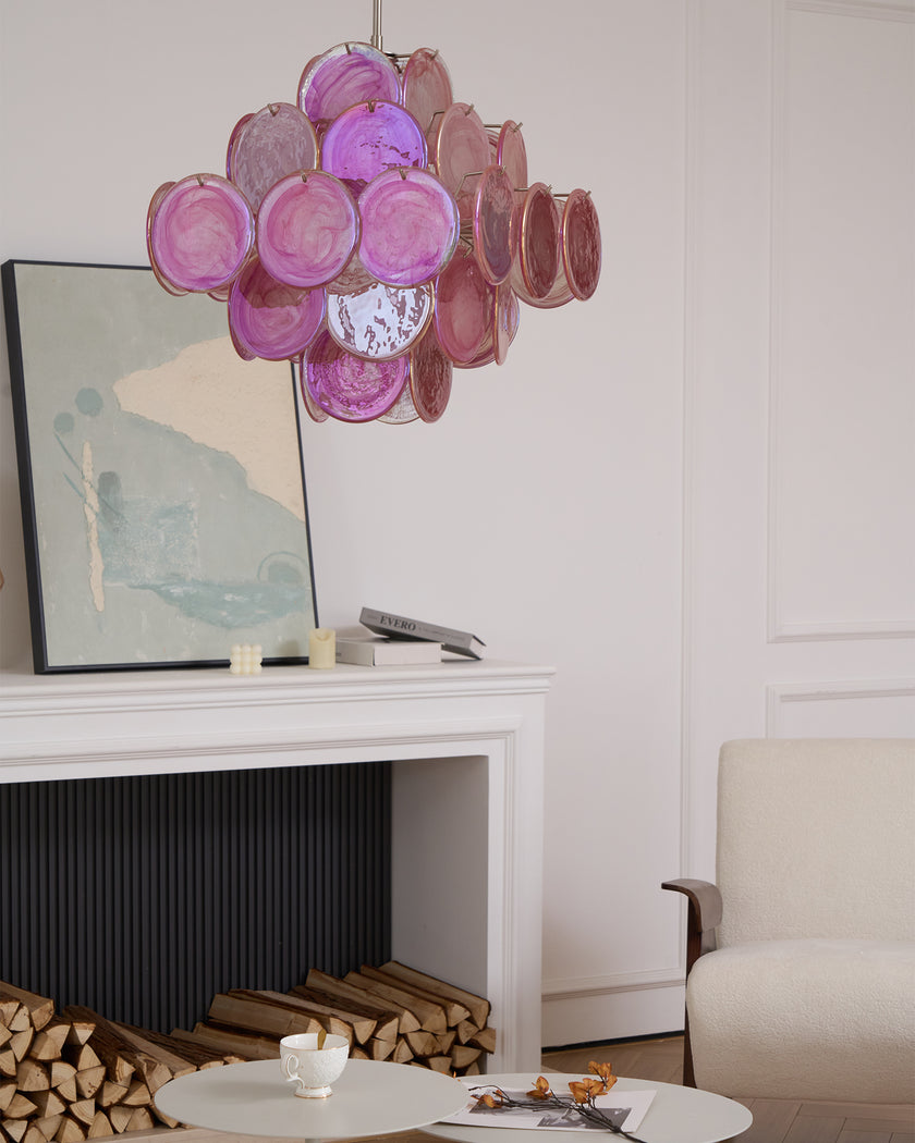 Murano Pink Disc Chandelier