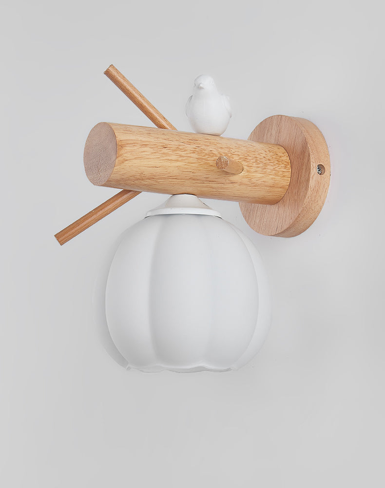 Nordic Solid Wood Bird Wall Lamp
