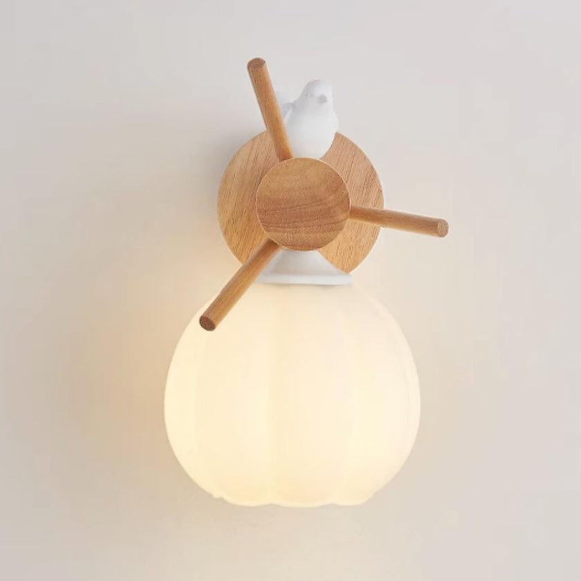 Nordic Solid Wood Bird Wall Lamp