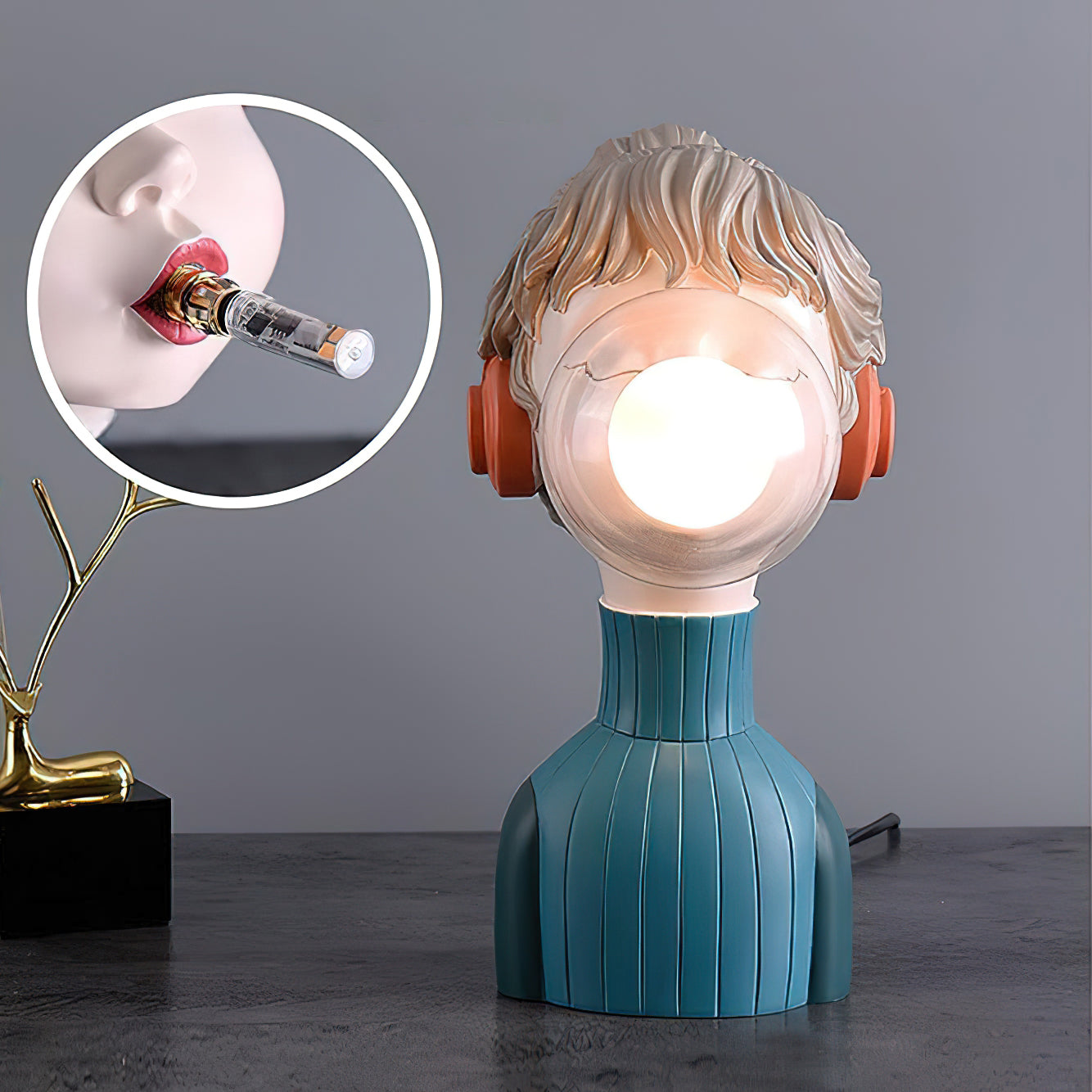 Resin Series-Headphone Girl Desk Lamp