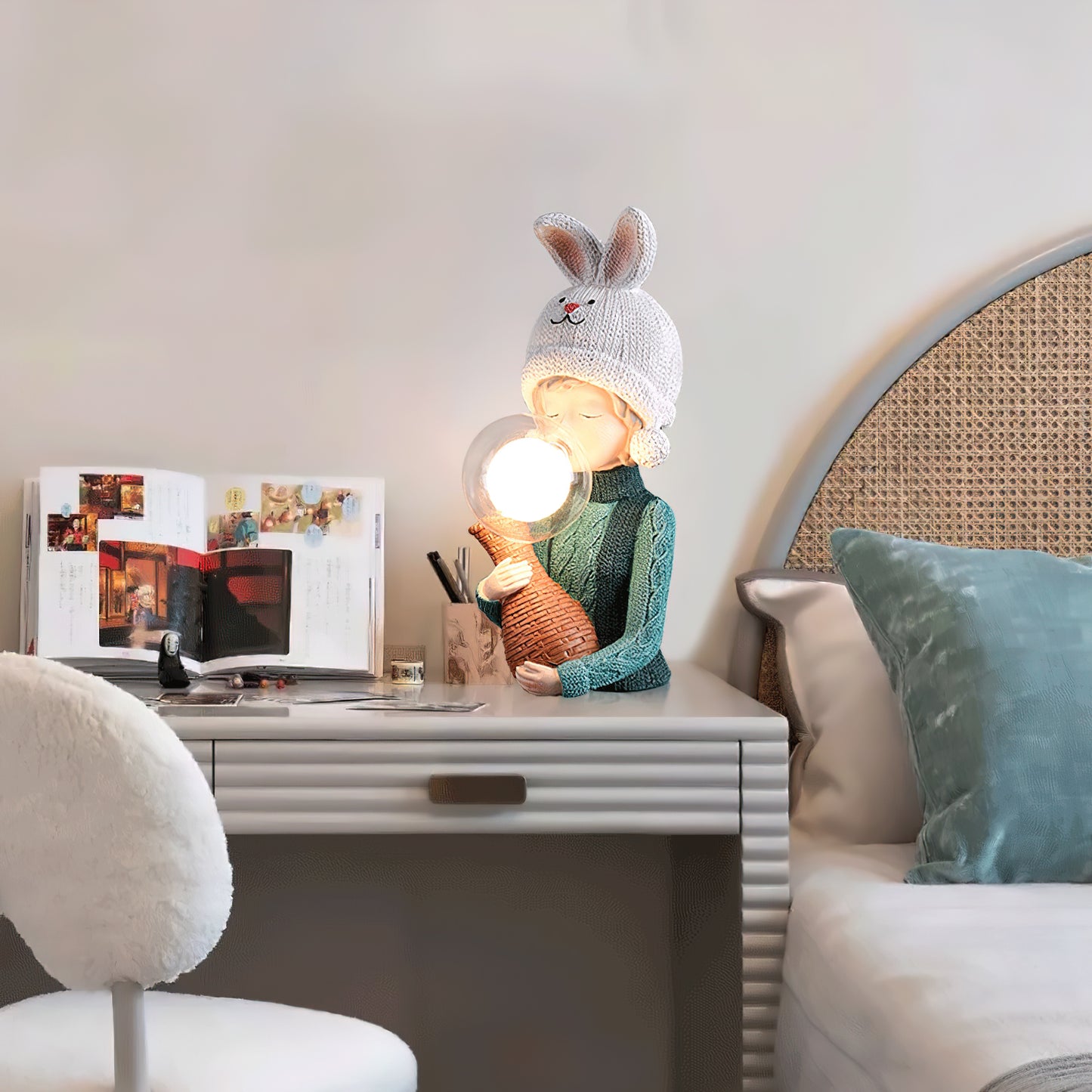 Resin Series-Rabbit Girl Table Lamp