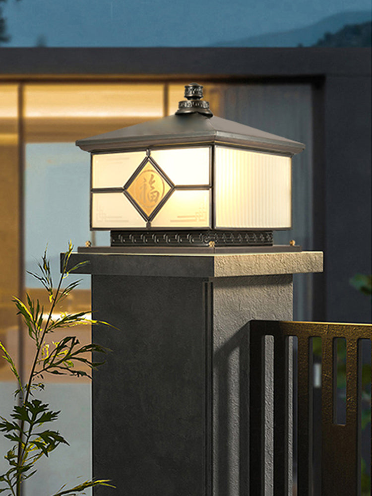 Retro Waterproof Brass Column Lamp