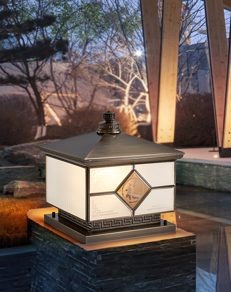Retro Waterproof Brass Column Lamp