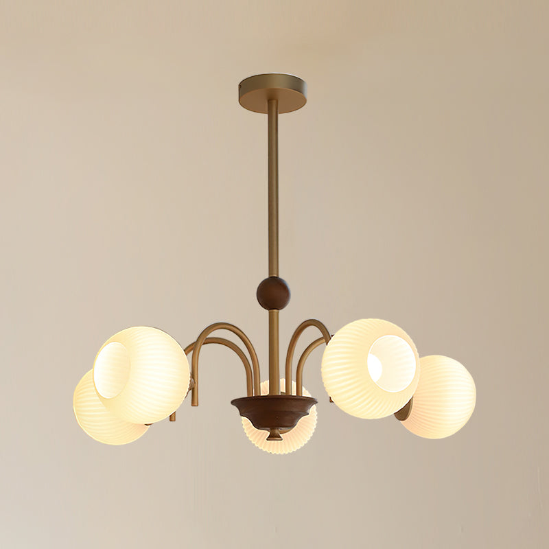 Sculptural Glass Ribbed Chandelier