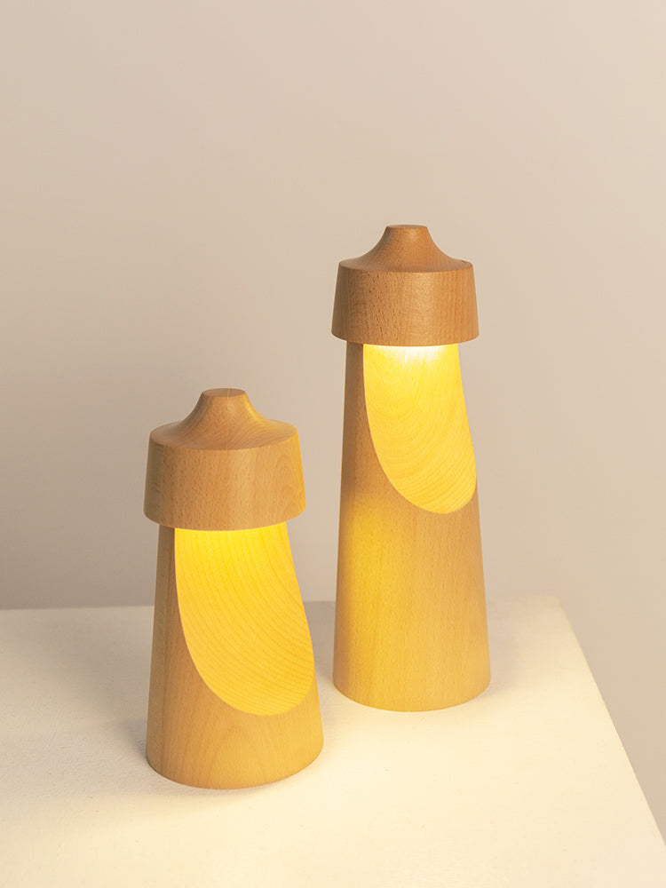 Solid Wood Half-Moon Table lamp