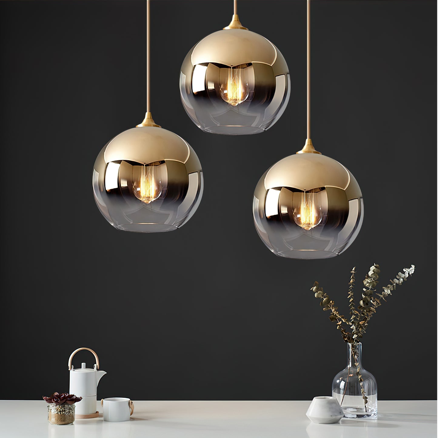 spherical glass Pendant Light