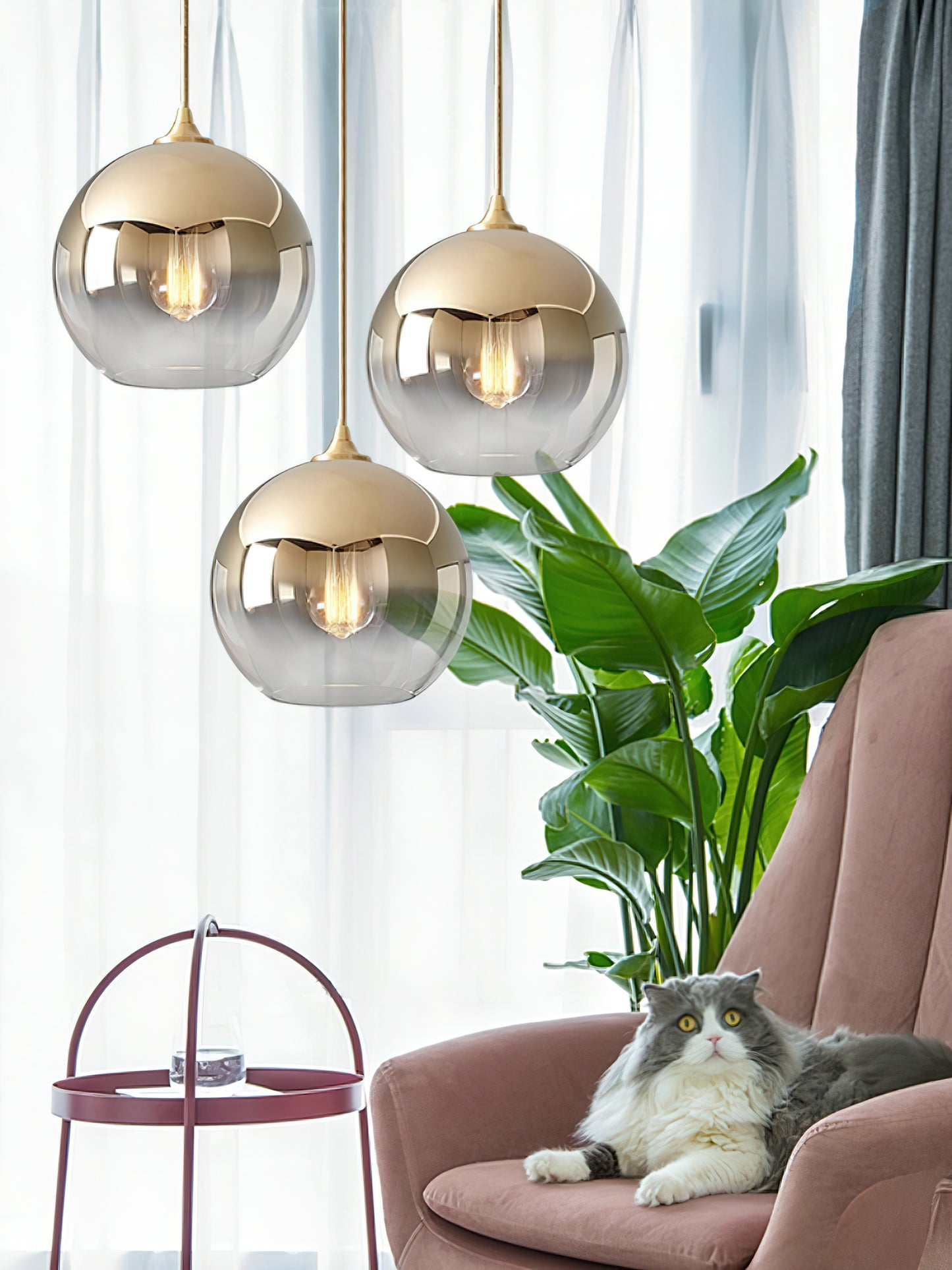 spherical glass Pendant Light
