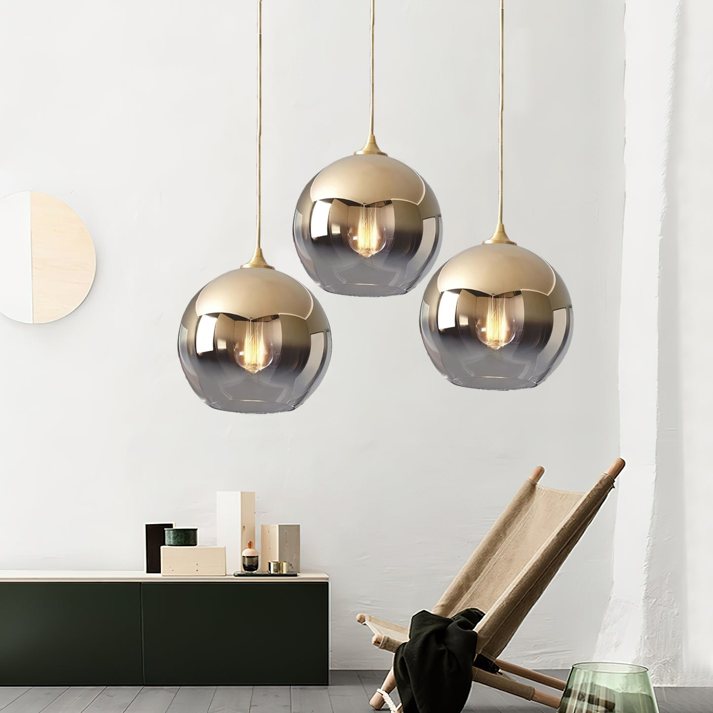 spherical glass Pendant Light