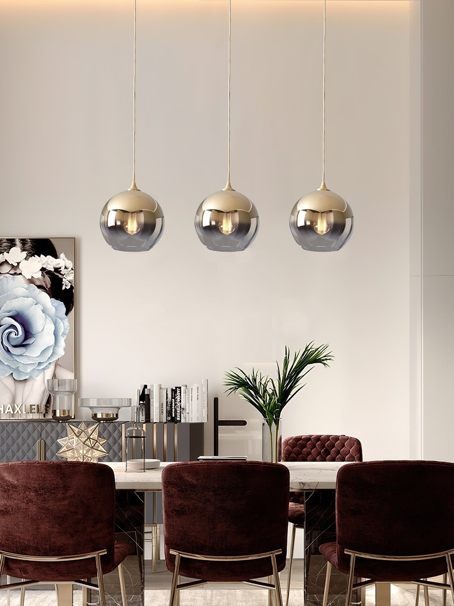 spherical glass Pendant Light