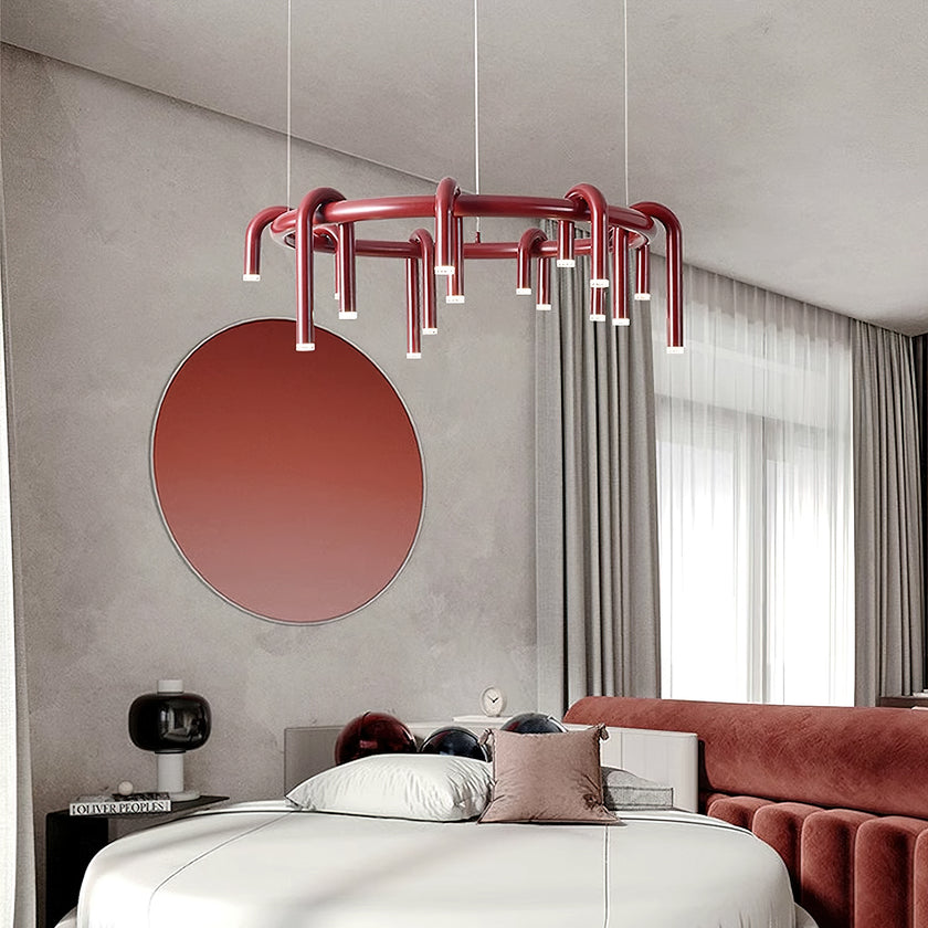U-Shaped Wrought Iron Chandelier