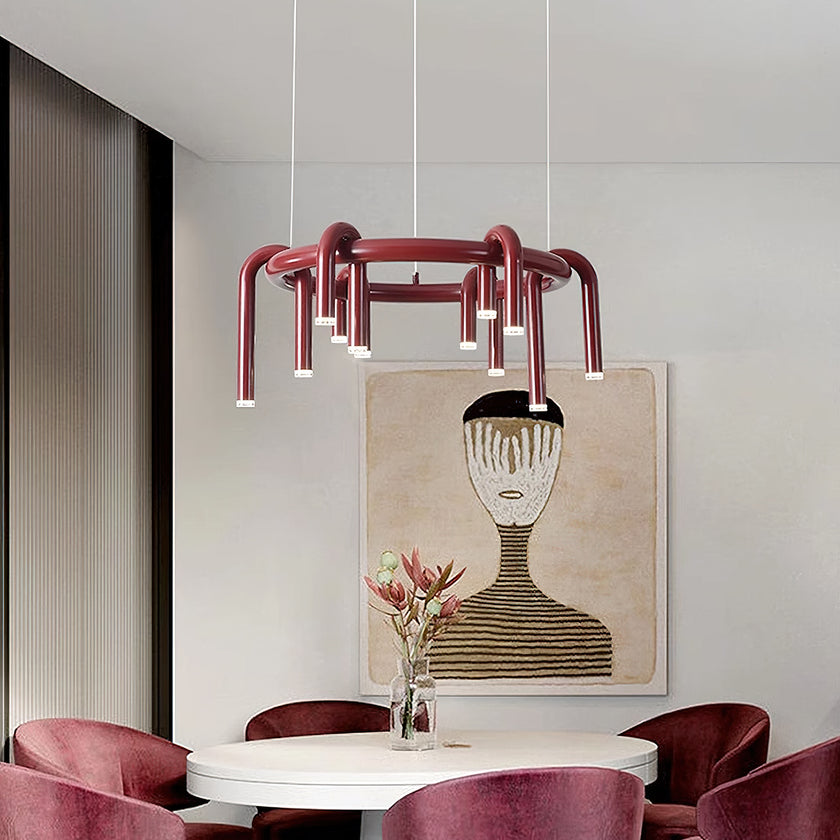 U-Shaped Wrought Iron Chandelier