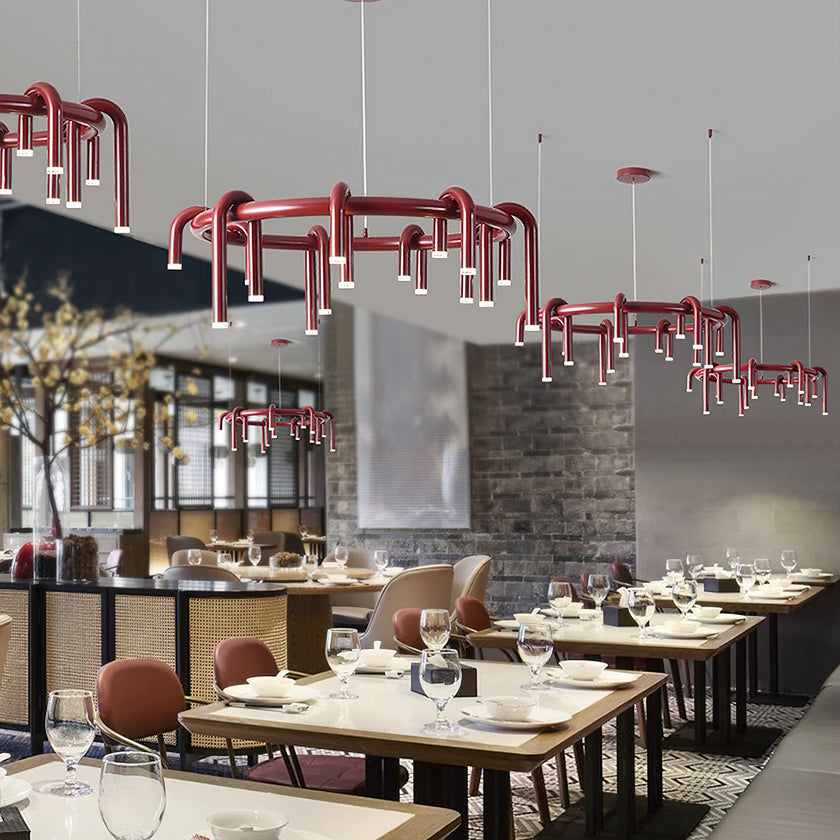 U-Shaped Wrought Iron Chandelier