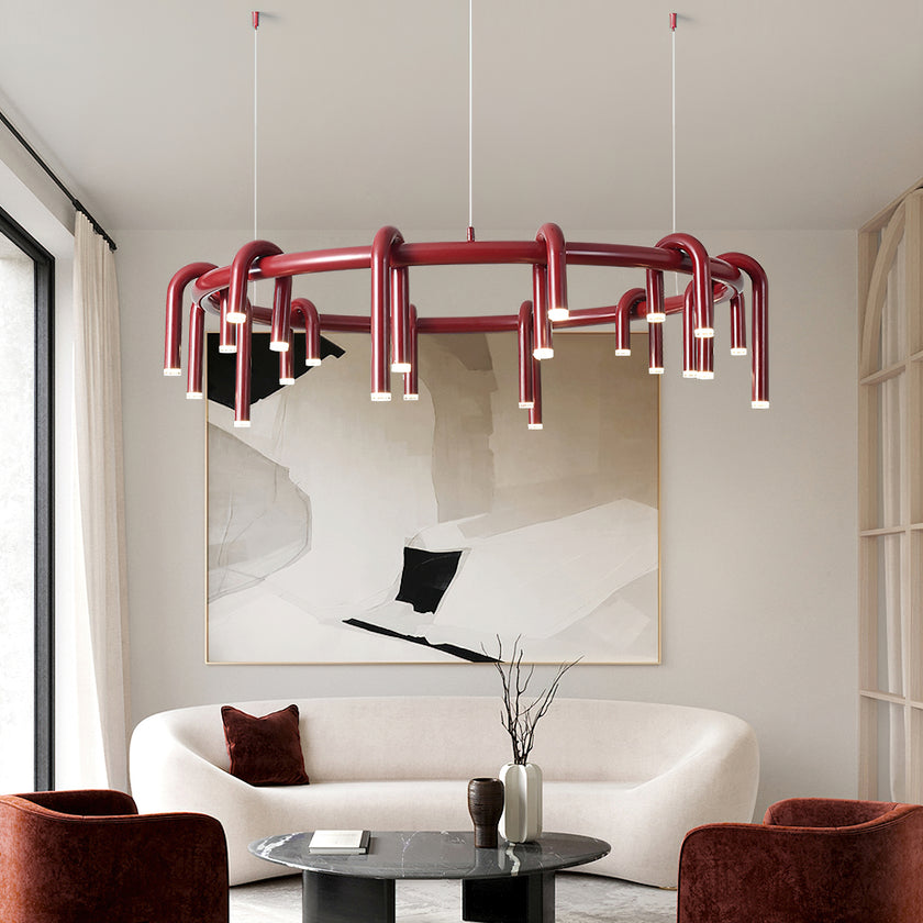 U-Shaped Wrought Iron Chandelier