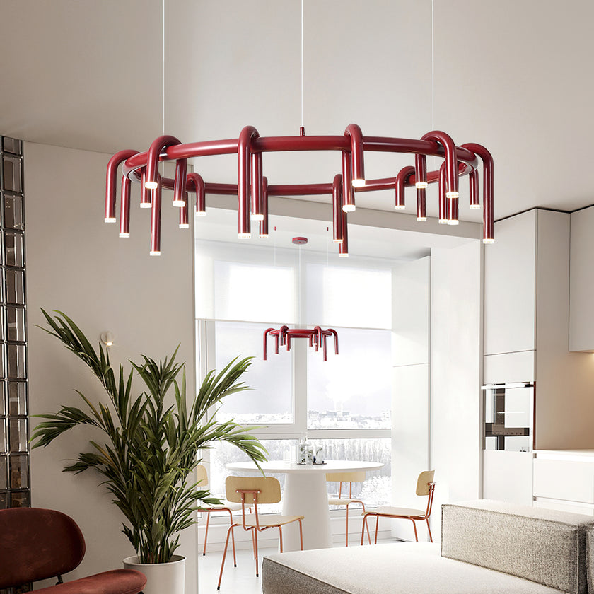 U-Shaped Wrought Iron Chandelier