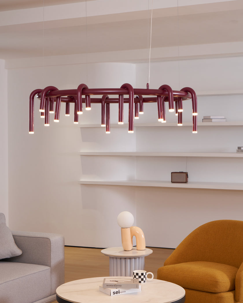 U-Shaped Wrought Iron Chandelier
