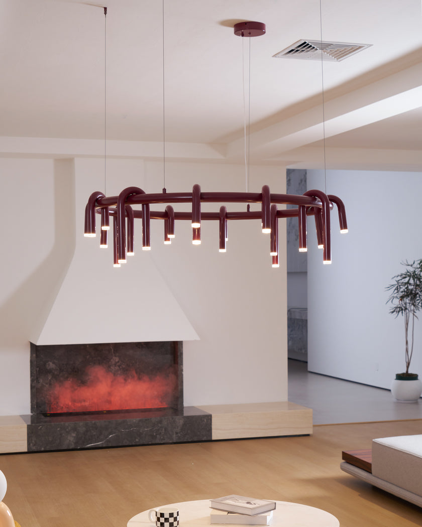 U-Shaped Wrought Iron Chandelier