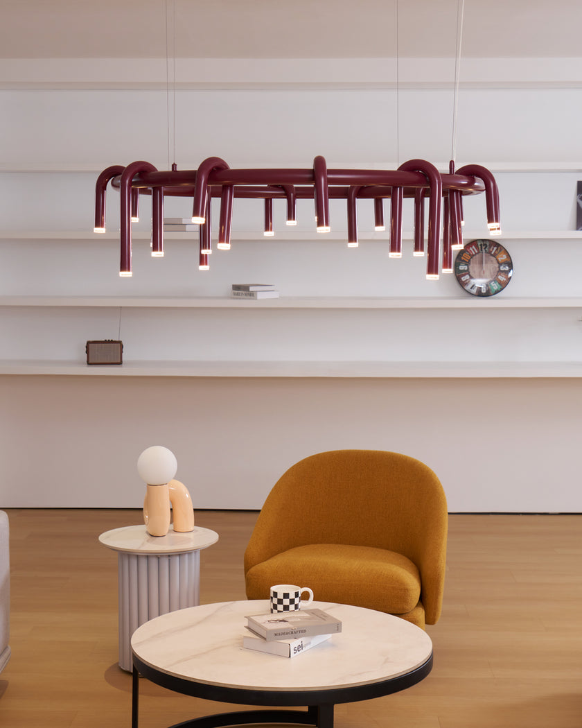 U-Shaped Wrought Iron Chandelier
