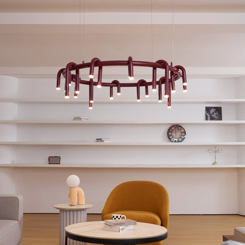 U-Shaped Wrought Iron Chandelier