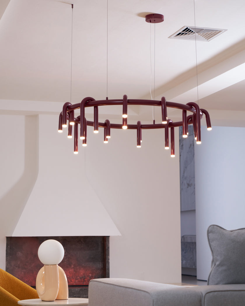 U-Shaped Wrought Iron Chandelier