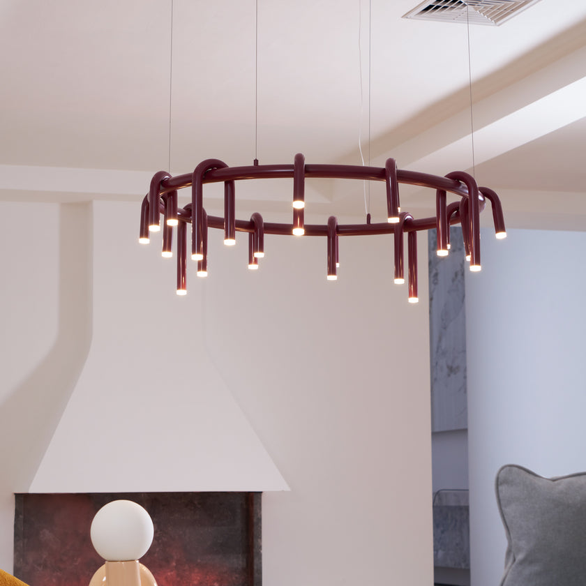U-Shaped Wrought Iron Chandelier