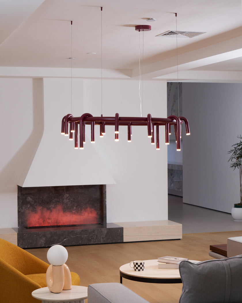 U-Shaped Wrought Iron Chandelier
