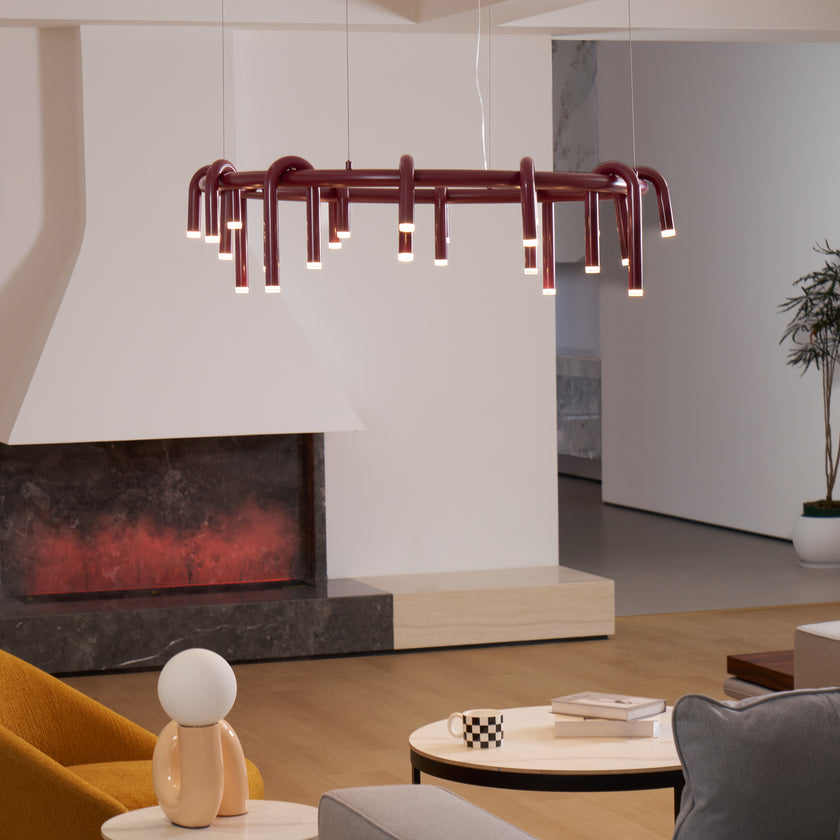 U-Shaped Wrought Iron Chandelier