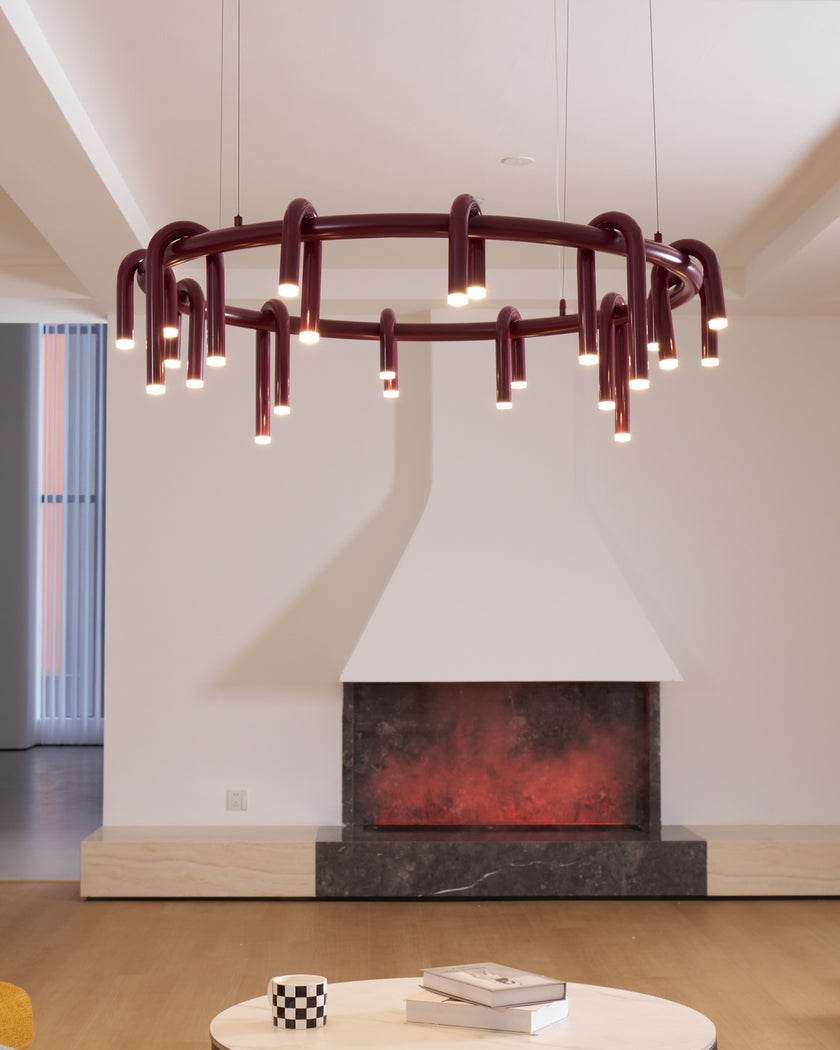 U-Shaped Wrought Iron Chandelier